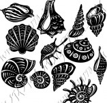 101/1161/Scrapbook design stamps and inscriptions-Maritime-Set mussels and sea snails 2