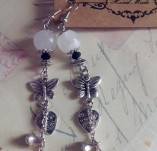 136/1317/Jewelry-Hand made earrings- White beauty butterflies