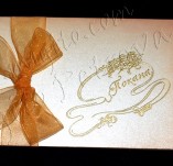 40/1757/Ръчно изработени сватбени картички-Покани и картички ръчно изработени-Покана с цветя и панделка 2