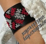 189/2016/Jewelry-Hand embroidered necklace and wristband-Handmade  embroidered leather bracelet