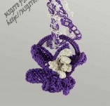 186/2189/Бижута ръчно изработени-Плетени бижута -Ръчно изплетено колие с лилаво цвете и плетена верижка