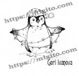 25/2305/Скрапбук дизайнерски печати и надписи за картички-Скрапбук печати Нова Година-Празничен пингвин печат